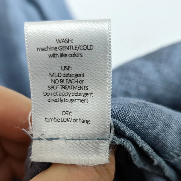 Studio 412 S Linen Henley Long Sleeve Shift Button Front Shift Dress Lagenlook - Picture 9 of 10